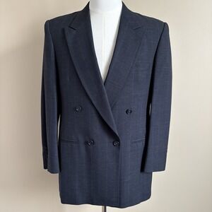 Vintage Kuppenheimer Blazer 40L Navy Double Breasted Peak Lapel Tuxedo Suit USA